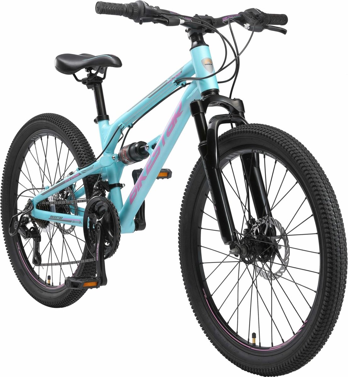 Bikestar 24 inch Alu MTB Fully, 21 speed, blauw