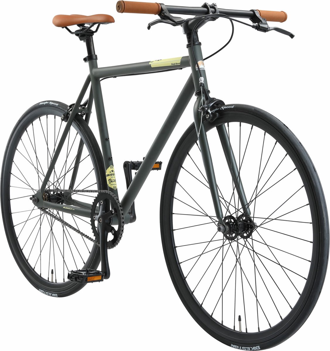 Bikestar Singlespeed 28 inch retro wielrenfiets, antraciet / beige