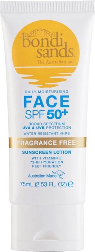 Foto: Bondi sands face parfumvrij spf50 75 ml hoge bescherming tegen uva en uvb niet vettig verrijkt met alo vera en vitamine e