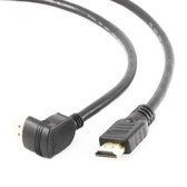 High speed HDMI cable with Ethernet, 90 degrees upwards angled connector, 4.5 m