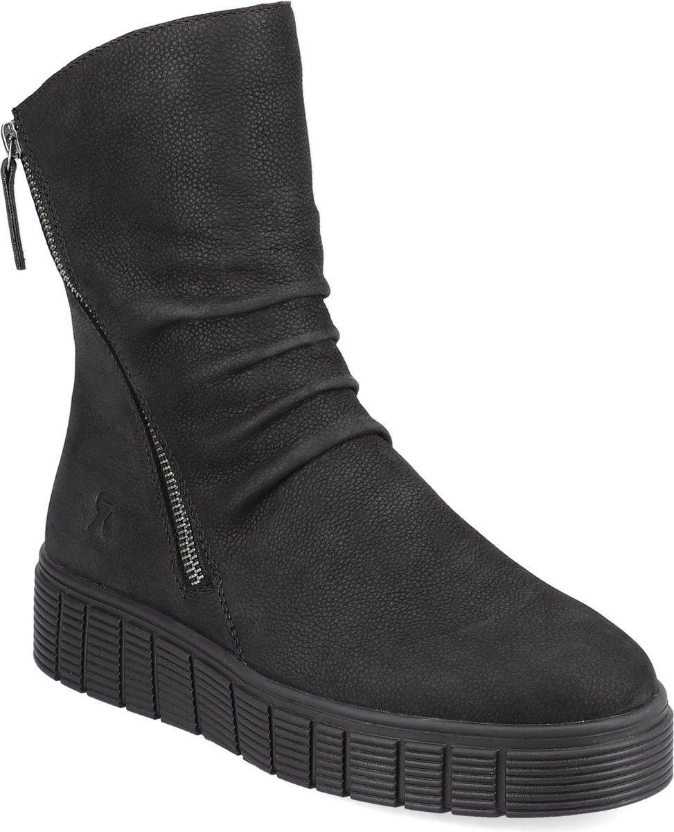 Bottines Rieker HWK W0370-00 Pour Femme - Noir - Taille 37 - Cuir Nubuck - Fermeture éclair