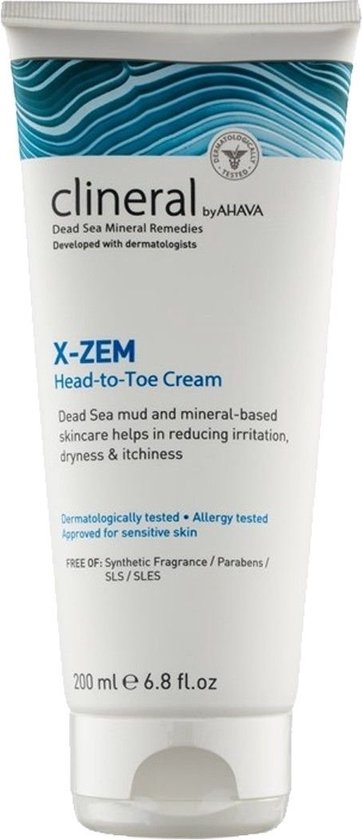 AHAVA Clineral X-ZEM Head-to-Toe Cream - Alomvattende Huidverzorging | Vermindert Jeuk, Droogheid & Roodheid | Speciaal voor Gevoelige Huid & Eczeem | Exceem Crème & Zalf - 200ml