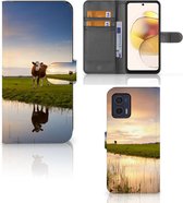 Coque Motorola Moto G73 PU Etui Housse en PU Cuir Portefeuille de Protection Vache