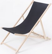 Chaise de plage- Chaise de Jardin -Bois-Réglage de la hauteur- Zwart