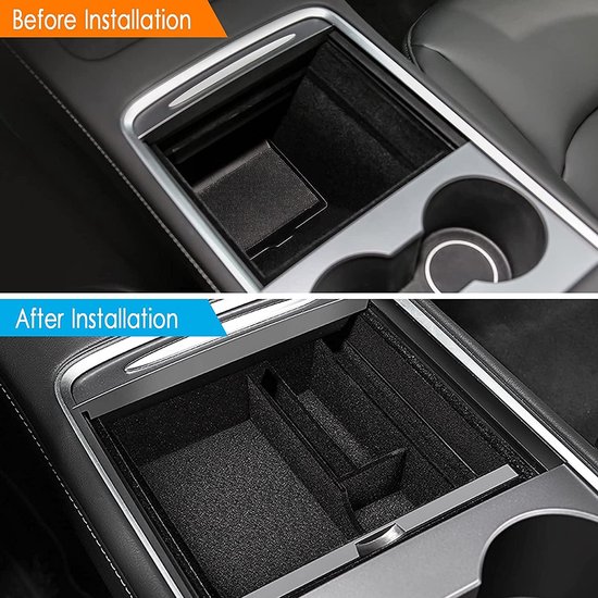 3 Pack] Center Console Organizer Tray Flocked Storage Box for Tesla Model 3 Y 2023 2022 2021 Accessories, Armrest Hidden Cubby Drawer for Cash, Glass, Coin, Phone, Key