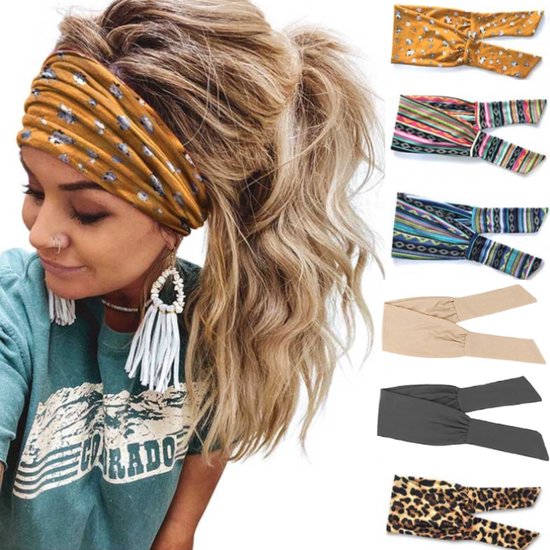 BOTC Haarband - 6 Stuks Vouwen Haarbanden Set - Haarband Velvet Suede - Dames haarbanden - 6 kleuren mixen - Elastisch antislip