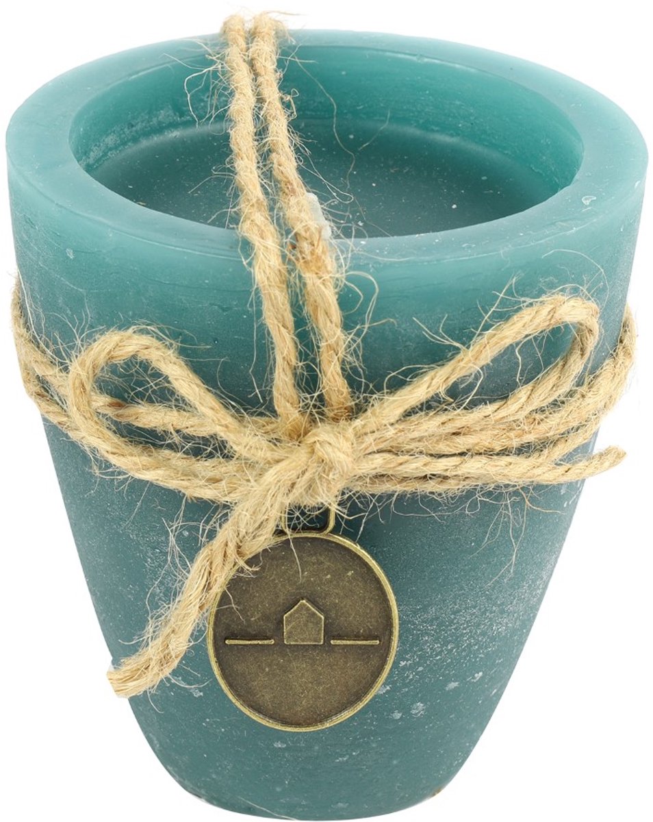 Countryfield Kaars beker - Tonnie S - Petrol - Hoogte 9 cm