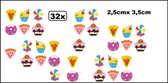 32x Snoep/hartig gummen assortie - Gum IJs donut gebak cupcake pizza verjaardag uitdeel fun verjaardag tekenen party thema