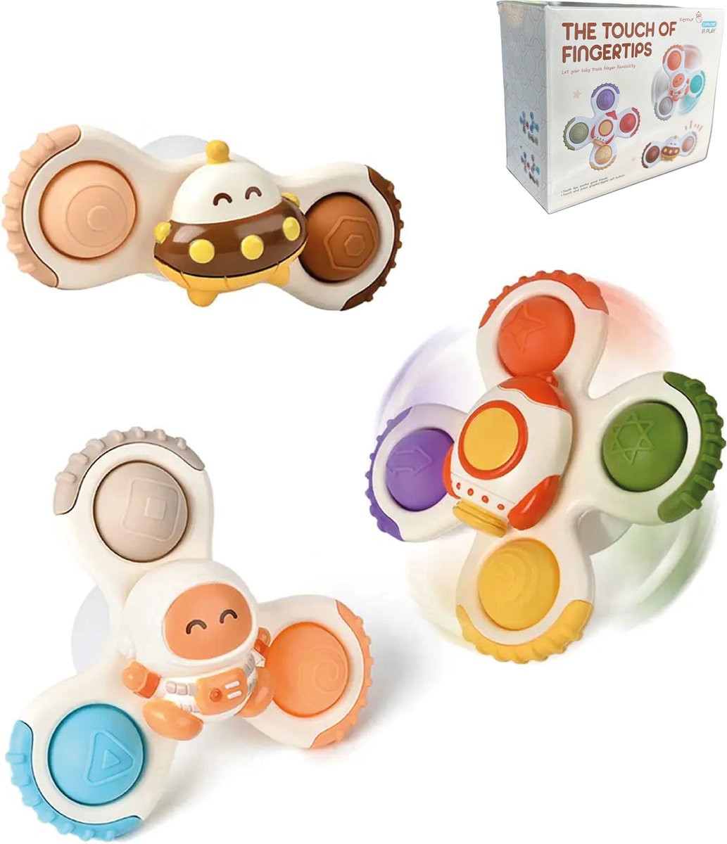 Spinner - Fidget - Badspeelgoed - Baby Spinner - Speelgoed - Space - Ruimtevaart - Raket - Kerst