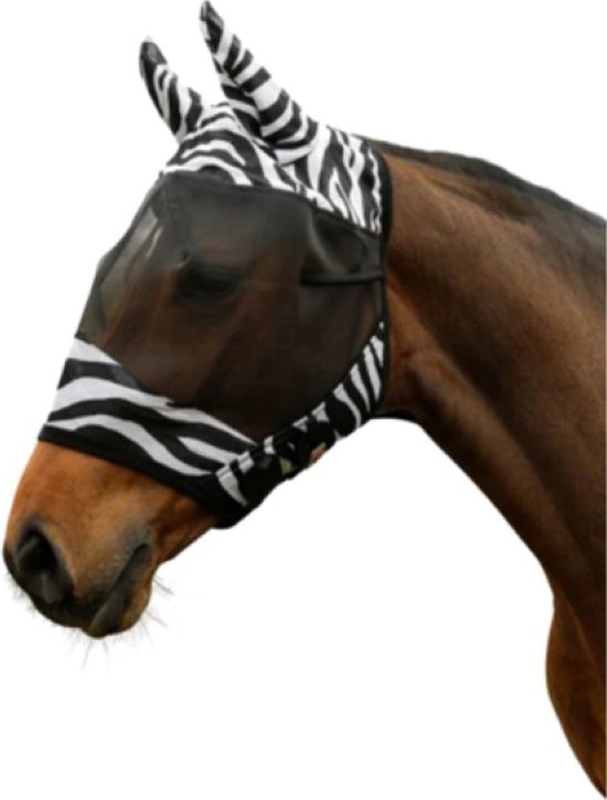 Foto: Excellent vliegenmasker pony polyester klittenband 20 5 x 13 5 x 8 cm zebra print