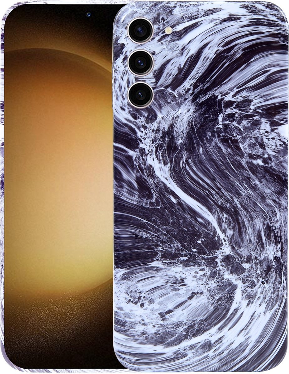 MarbleShield - De ultieme marmeren TPU beschermhoes voor uw Galaxy S23+ 5G Zwart / Wit