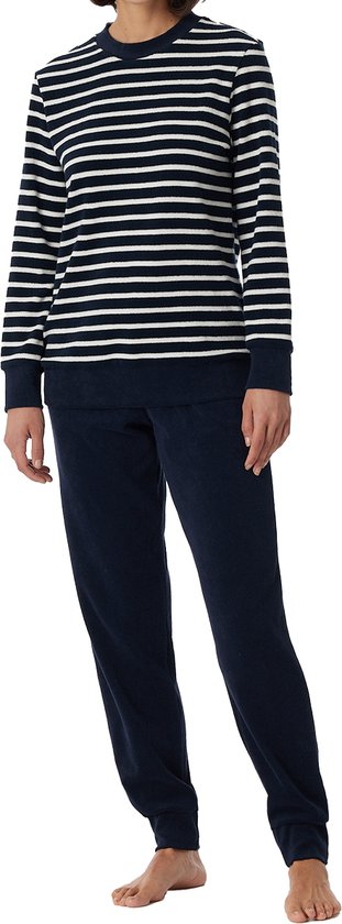 Schiesser dames pyjama badstof - Casual essentials - 42 - Blauw