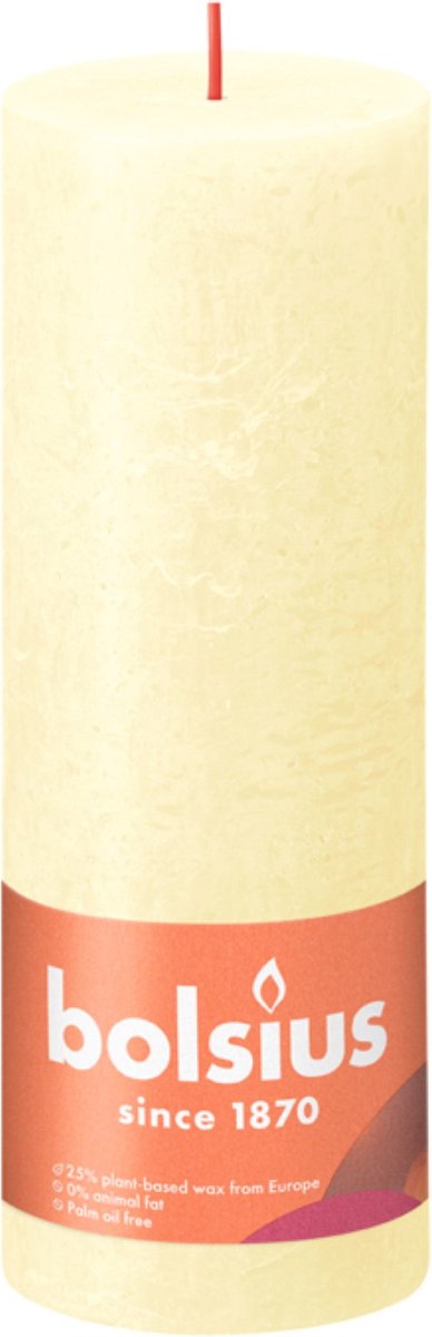 Bolsius Stompkaars Rustiek Butter Yellow - 19 cm / ø 7 cm