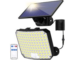 Solar Buitenlamp met bewegingssensor, 118 LED solar Wandlamp en afstandsbediening Solar lampen IP65 waterdicht, 180° lichthoek solar wandlamp met 5M kabel Solar Buitenlamp met bewegingssensor, 118 LED solar Wandlamp en afstandsbediening Solar lampen IP65 waterdicht, 180° lichthoek solar wandlamp met 5M kabel