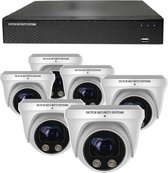 Draadloze Beveiligingscamera Set - 6x PRO Dome Camera - QHD 2K - Sony 5MP - Wit - Buiten & Binnen - Met Nachtzicht - Incl. Recorder & App