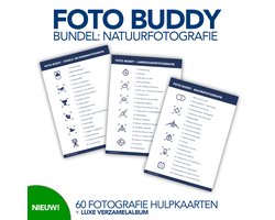 Foto Buddy Bundel Natuurfotografie (Macro, Landschap, Vogel- en Dierenfotografie) - Fotografie Hulpkaarten - 60 Hulpkaarten - Altijd de juiste instellingen bij de hand