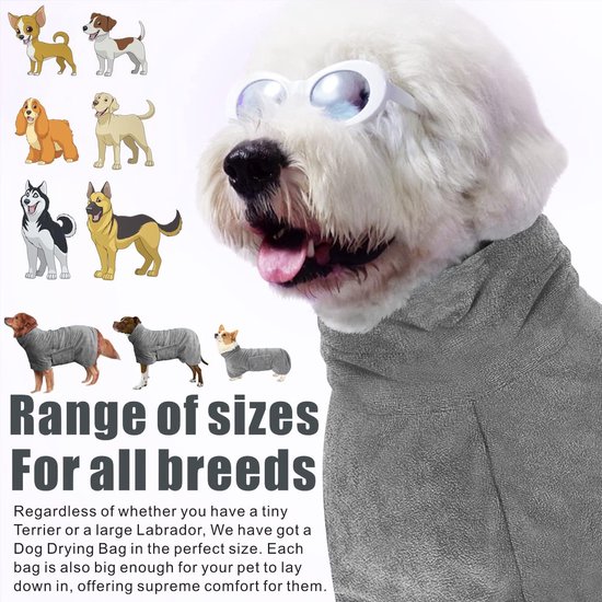 Nobleza Hondenbadjas XL Hondendroogjas Hondenhanddoek Badjas Huisdierkamerjas Super Absorberende Huisdierbadjas Puppy Handdoekbadjas Sneldrogend Verstelbare Huisdierhanddoek voor Extra Grote Honden