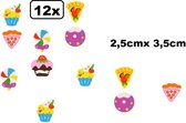 12x Snoep/hartig gummen assortie - Gum IJs donut gebak cupcake pizza verjaardag uitdeel fun verjaardag tekenen party thema