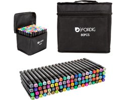 ForDig Twinmarkers 80 stuks – Alcohol Markers – Alcohol Stiften – Dual Tip Markers - Voor volwassenen en kinderen