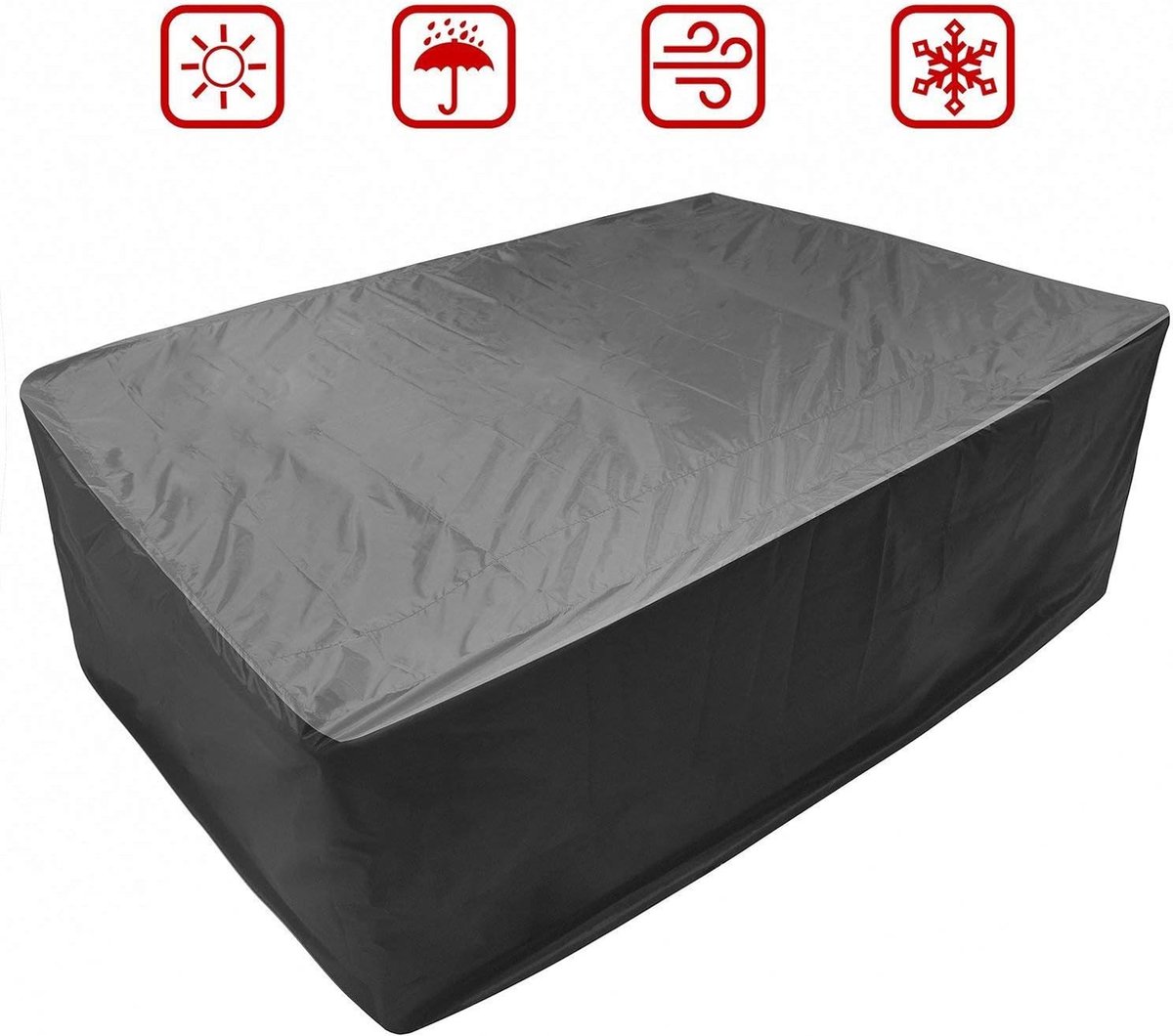 OFFCUP Tuinmeubelhoes, 125 x 125 x 74 cm terrastafelhoes, zwaar belastbare 420D Oxford-stof, rotan kubusset, hoes voor terrasmeubelhoes, tuintafelhoes voor buitentafel en stoelset