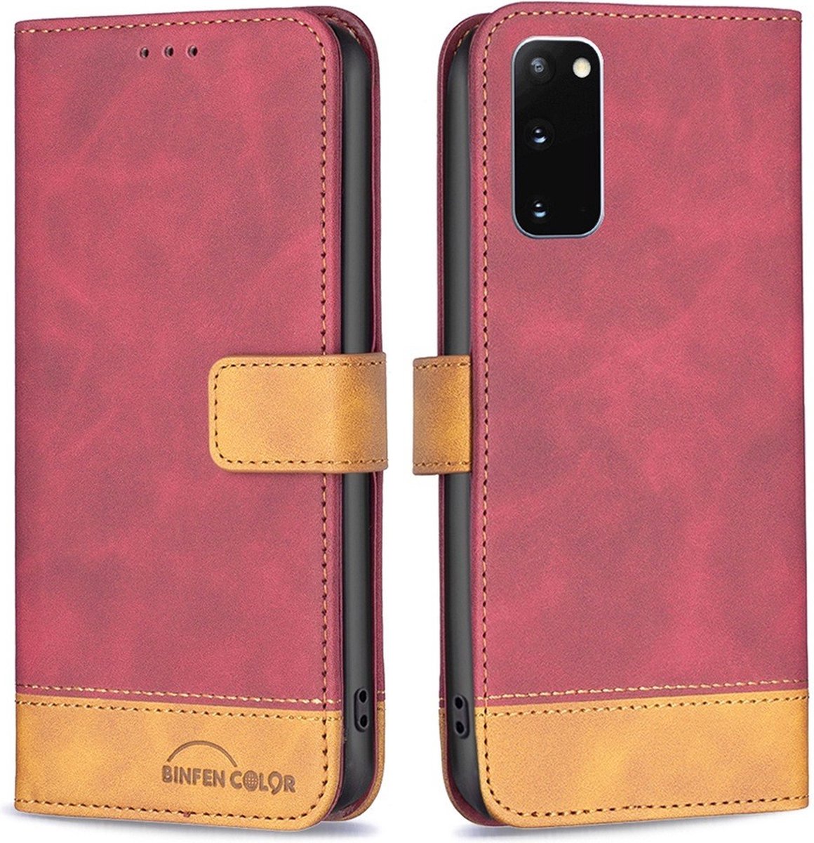 BINFEN Color Book Case - Geschikt voor Samsung Galaxy S20 Hoesje - Rood