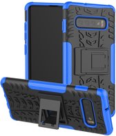 Coverup Rugged Kickstand Back Cover - Geschikt voor Samsung Galaxy S10 Hoesje - Blauw