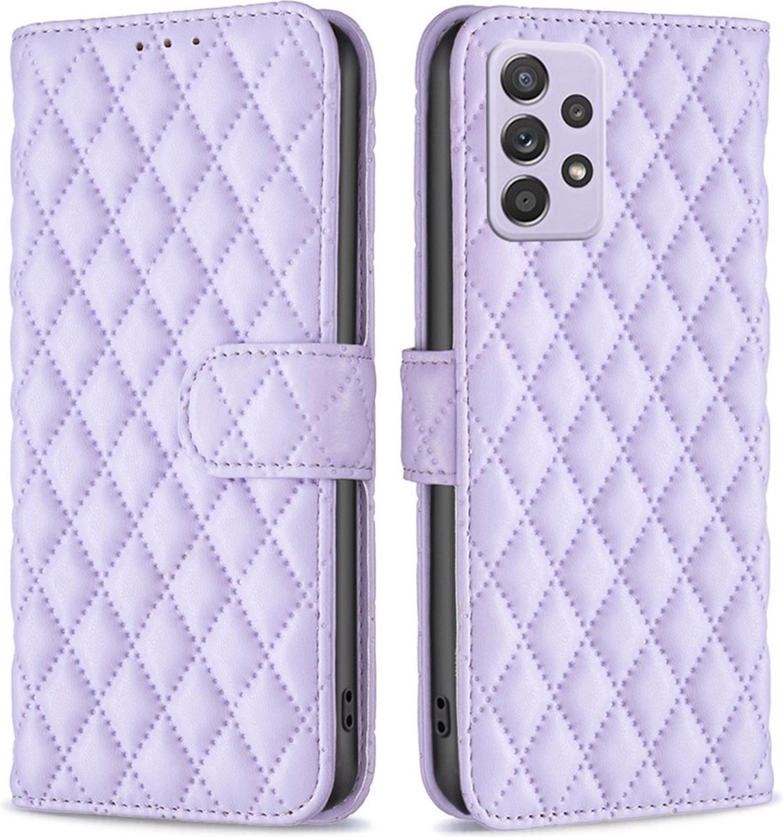 BINFEN Hoesje - Geschikt voor Samsung Galaxy A52 / A52s Hoesje - BINFEN Rhombus Book Case - Lila