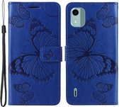 Coverup Vlinders Book Case - Geschikt voor Nokia C12 Hoesje - Blauw