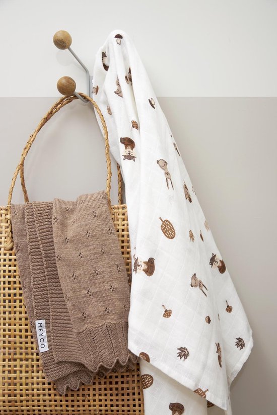 Meyco Baby Forest Animals swaddle - 2-pack - hydrofiel - toffee - 120x120cm van Meyco Baby — afbeelding 2