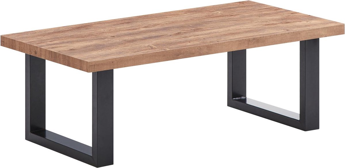 Belfurn - salontafel Ensor in acacia decor met U-poot in zwart metaal