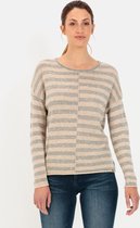 camel active Gebreide trui met gestreept patroon - Maat womenswear-XXL - Grijs Beige