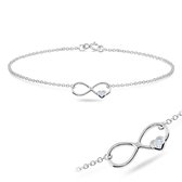 Joy|S - Zilveren Infinity armband met hartje 18 cm BFF