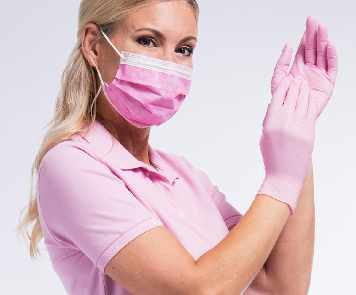 Goedkoopste Soft Nitril roze handschoenen voor persoonlijke en medische bescherming - Maat S (small) – 100 stuks