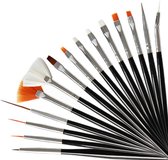 WiseGoods Professionele Nagel Kwasten - Nail Art Kwasten/Penselen Tool - Nagel Penselen - Zwart - 15 Delig