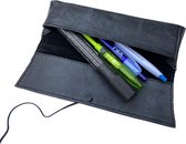 Etui leer - Zwart - Etui voor volwassenen, jongens en meisjes - Te gebruiken als brillenkoker & make up tasje