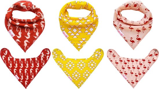 Slabbetjes baby meisje - Bandana kwijlslab - 3 stuks slabbers BB01a van Omaalie. — afbeelding 5