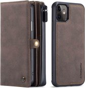 iPhone 11/XR Bookcase hoesje - CaseMe - Effen Bruin - Leer