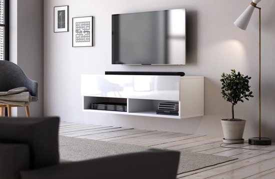 Hangend Tv Meubel Hoogglans Wit 100 cm – Modern Strak Design