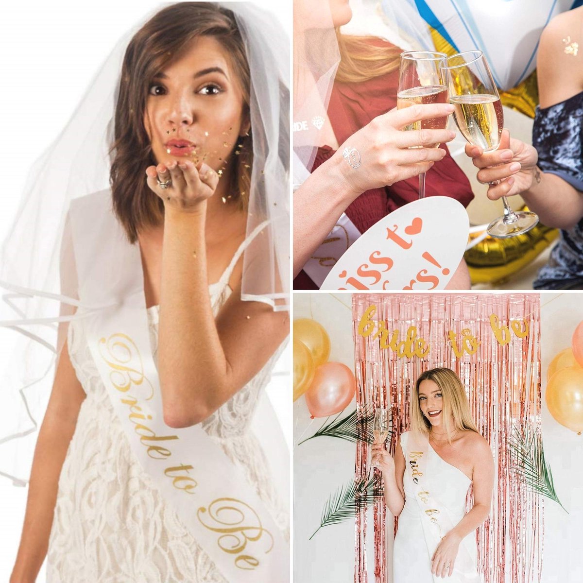 Set zwarte Bride to Be vrijgezellenfeest sjerp en tiara
