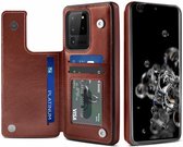 Wallet Case Samsung Galaxy S20 Ultra - bruin + glazen screen protector