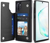 Wallet Case Samsung Galaxy Note 10 Plus - zwart + glazen screen protector