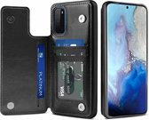Wallet Case Samsung Galaxy S20 - zwart + glazen screen protector
