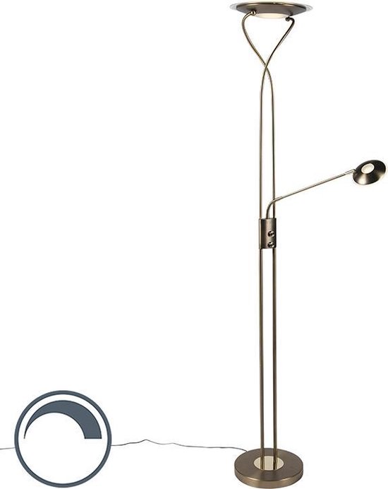 QAZQA mallorca - QAZQA avec lampe de lecture - 1 lumière - H 180 cm - Bronze
