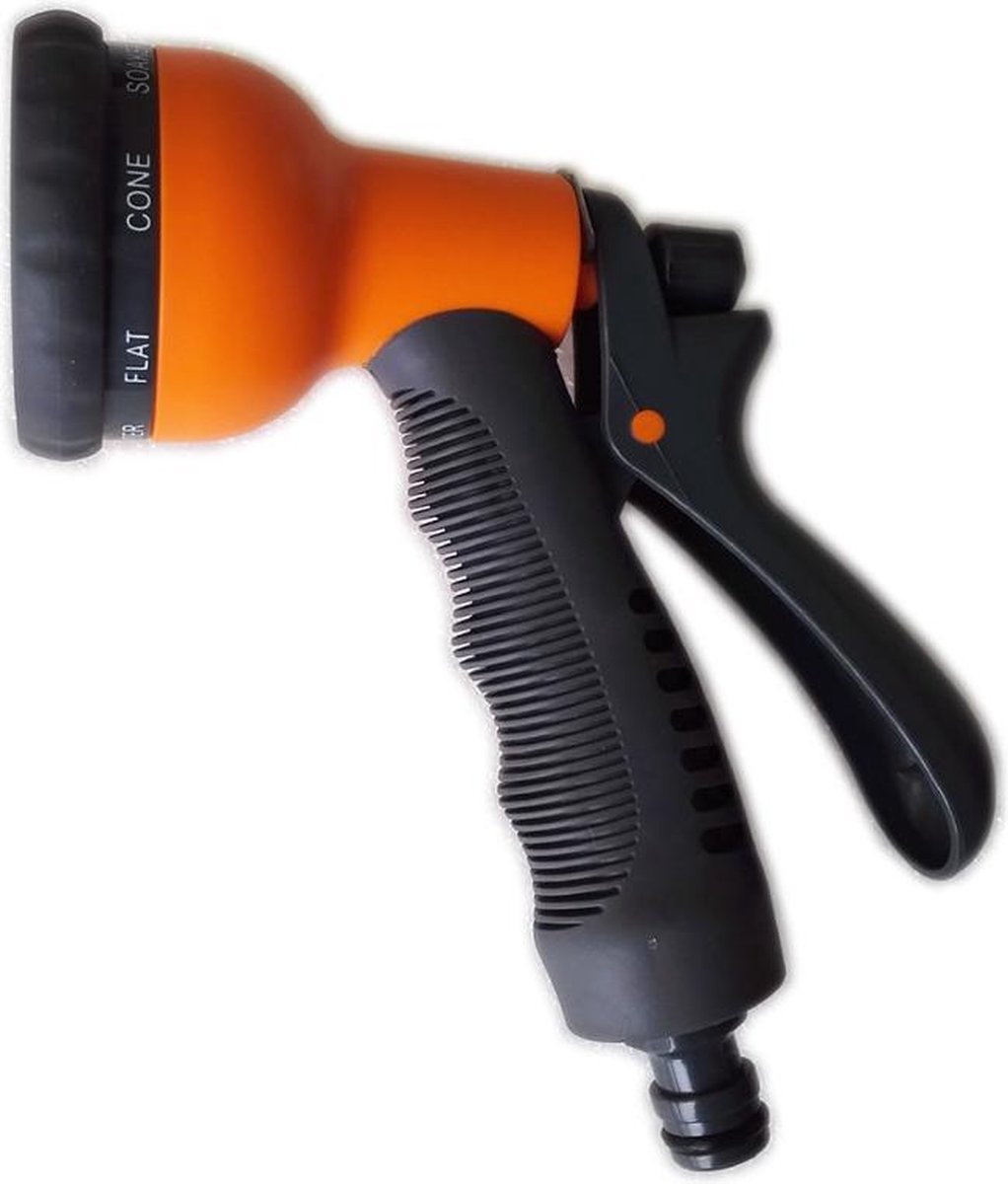 WiseGoods Sproeikop Broespistool Spuitpistool voor Tuinslang Auto Wassen Tuin Besproeien 8 Standen Oranje Zwart