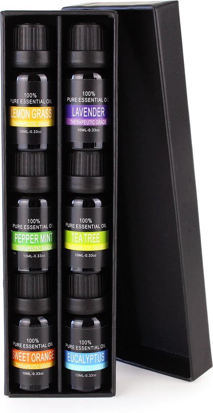 JAP Etherische Oliën - Essentiele olie aroma diffuser - Giftbox set 6 stuks