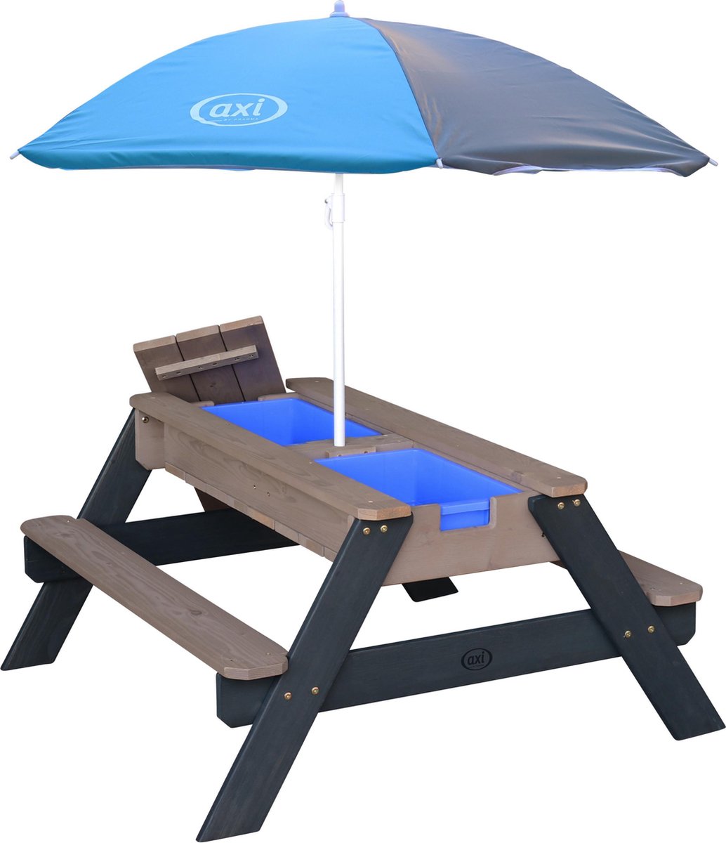 AXI Nick Zand & Water Picknicktafel Antraciet/grijs - Verstelbare Parasol FSC Hout