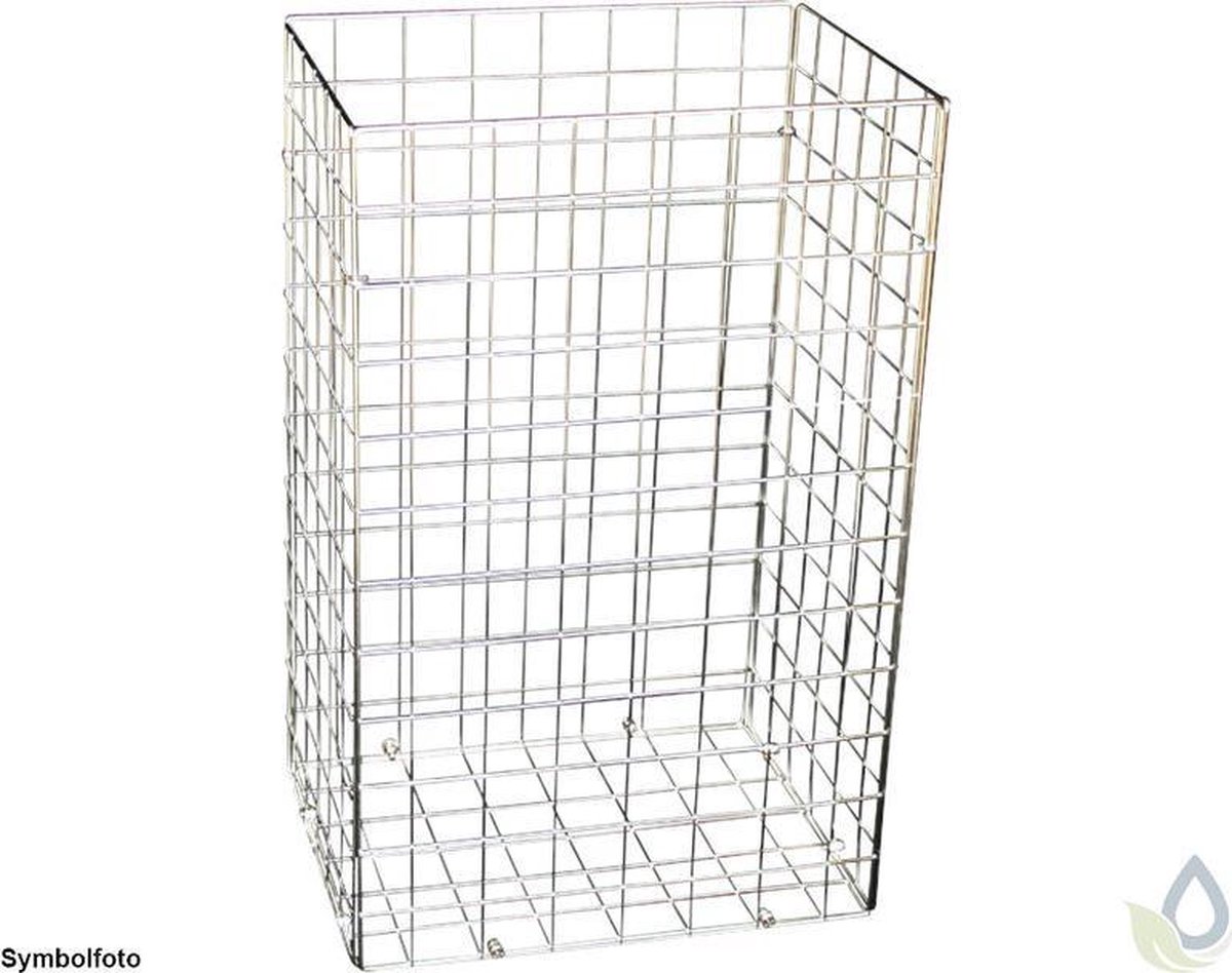 Stainless steel wire waste basket 72L polished for wall mounting or floor standing