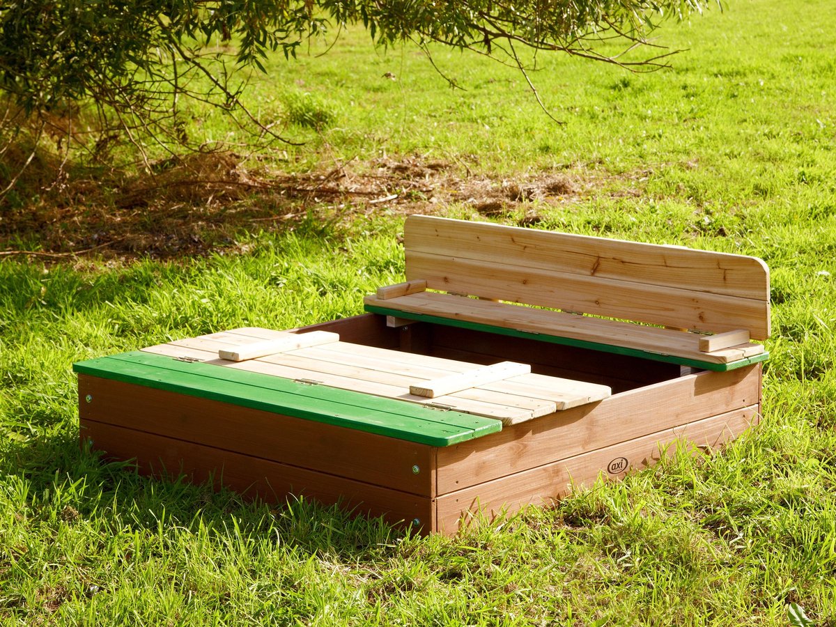 AXI Ella Houten Zandbak in Bruin/Groen - Met Zitbankjes en Deksel - FSC hout - 100x95x20cm - Zandbak voor kinderen — afbeelding 7