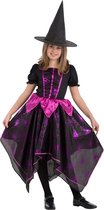 CARNIVAL TOYS - Zwart en fuchsia spinnen heks kostuum voor meisjes - 146 (10-11 jaar)