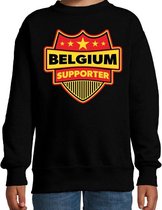 Belgium supporter schild sweater zwart voor kinderen - Belgie landen sweater / kleding - EK / WK / Olympische spelen outfit 170/176